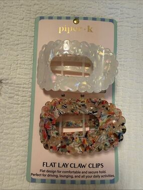 Piper·k Iridescent Pearl & Multicolor Confetti Flat Lay Claw Clips - 2 Pack